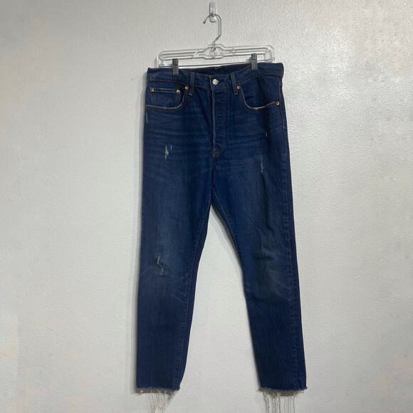 Levi's 501 Blue Raw Hem Skinny Jeans Sz 31 - Picture 2 of 12